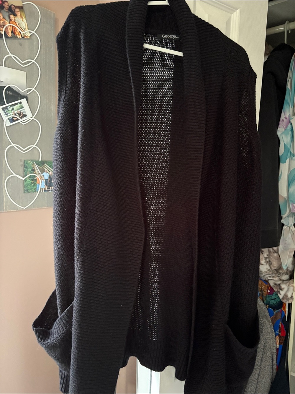 George Black Open-Front Knit Cardigan with Pockets